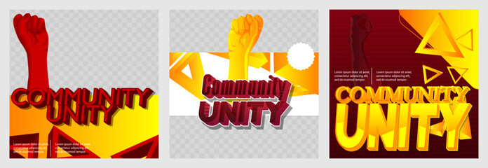 Wall Mural - Deluxe Community Unity Background vector illustration with clenched, raised fist. Abstract event poster template for website, banner, book cover, presentation.