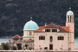 Old architecture in Montenegro. Kotor bay, Adriatic sea. Catholic Church and Monastery