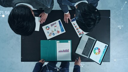 Wall Mural - Group of business people having a meeting and communication network concept.