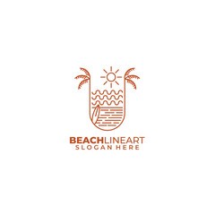 Wall Mural - beach line logo design color template