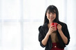 © crizzystudio - Successful business concept, Businesswoman drinking coffee during takes a break from hard work.