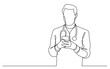 continuous line drawing doctor checking his mobile phone - PNG image with transparent background
