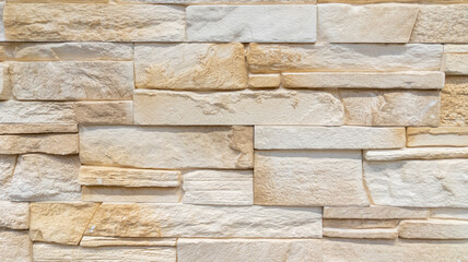 Wall Mural - Stone wall brick background texture beige brown color