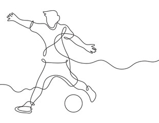 Wall Mural - continuous line drawing soccer player - PNG image with transparent background