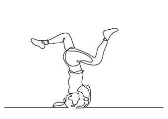 Wall Mural - single line drawing woman standing in yoga pose - PNG image with transparent background