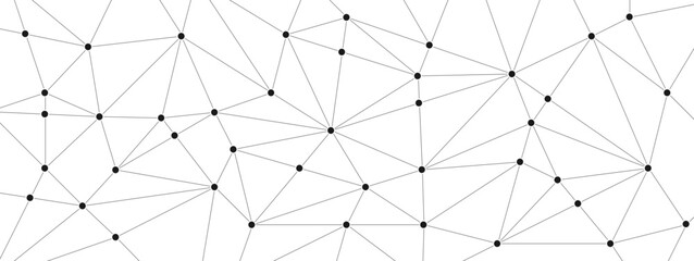 Fototapete - System network connect lines and dots background template. Technology virtual linked global system graphic vector.	