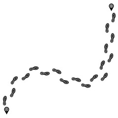 Wall Mural - Walking footstep trace. Human footprints tracking path on white background