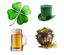 St. Patrick's Day Kit, PNG File With Transparent Background. Generated AI Used In This Image. 
