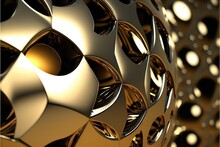  A Golden Object With Many Circles Of Gold In It's Center And A Black Background With White Dots On It's Edges And A Gold Background With A Black Border And White Border.
