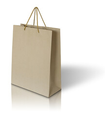 Wall Mural - Brown paper bag isolated with reflect floor for mockup