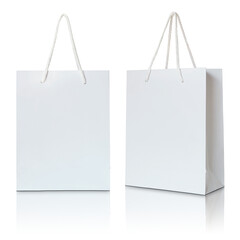 white paper bag isolated with reflect floor for mockup