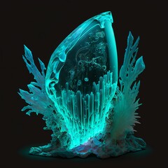 Deep sea blue glowing alien crystal shard aquamarine isolated stone design