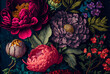 Leinwandbild Motiv beautiful fantasy vintage wallpaper botanical flower bunch,vintage motif for floral print digital background.generative ai.