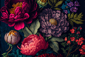beautiful fantasy vintage wallpaper botanical flower bunch,vintage motif for floral print digital ba
