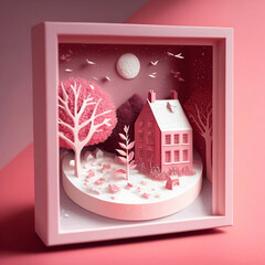 Poster - Winter Miniature Diorama Frame. 