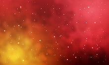 Abstract Starry Orange Space With Shining Stardust And Clouds. Colorful Milky Way Galaxy Background