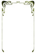 Green Art Nouveau frame hand drawn in watercolor. Watercolor frame. 