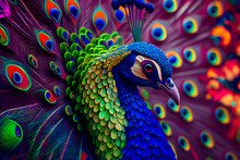  Beautiful Peacock. Generative AI.