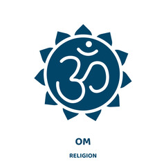 Canvas Print - om vector icon from religion collection. yoga filled flat symbol for mobile concept and web design. Black meditation glyph icon. Isolated sign, logo illustration. Vector graphics.