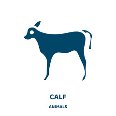 Wall Mural - calf vector icon from animals collection. beef filled flat symbol for mobile concept and web design. Black cow glyph icon. Isolated sign, logo illustration. Vector graphics.