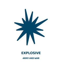 Canvas Print - explosive vector icon from army and war collection. burst filled flat symbol for mobile concept and web design. Black explosion glyph icon. Isolated sign, logo illustration. Vector graphics.