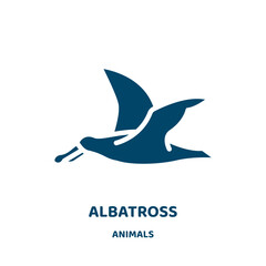 Wall Mural - albatross vector icon from animals collection. nature filled flat symbol for mobile concept and web design. Black sea glyph icon. Isolated sign, logo illustration. Vector graphics.