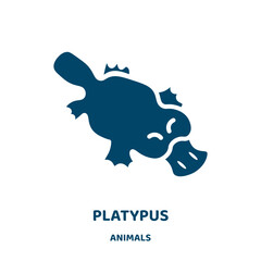 Sticker - platypus vector icon from animals collection. character filled flat symbol for mobile concept and web design. Black australia glyph icon. Isolated sign, logo illustration. Vector graphics.