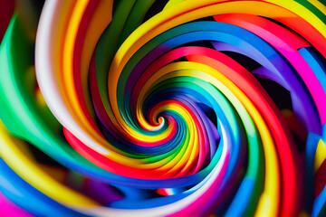 Wall Mural - hypnotic multicolored spiral background. rainbow swirl. generative ai.