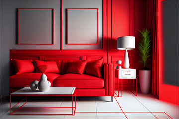 red modern interior style. generative ai.