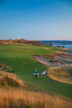Chambers Bay Golf Course, Site Of The 2015 US Open, Near Tacoma, WA On A Sunny Evening.