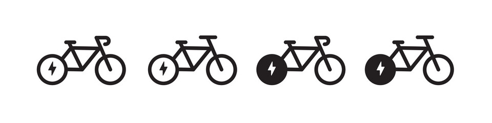 Electric bicycle vector icon. Bike in black style icon - stock vector.