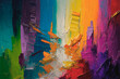 Leinwandbild Motiv Abstract paint brush strokes. Oil on canvas rough brushstrokes of paint palette knife background. 3D texture colorful artistic mix color bright vivid illustration
