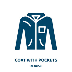 Wall Mural - coat with pockets vector icon from fashion collection. apparel filled flat symbol for mobile concept and web design. Black garment glyph icon. Isolated sign, logo illustration. Vector graphics.