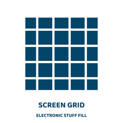 Wall Mural - screen grid vector icon from electronic stuff fill collection. digital filled flat symbol for mobile concept and web design. Black technology glyph icon. Isolated sign, logo illustration. Vector .