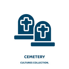 Wall Mural - cemetery vector icon from cultures collection. death filled flat symbol for mobile concept and web design. Black collection glyph icon. Isolated sign, logo illustration. Vector graphics.