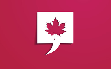 Wall Mural - Speech bubble with paper cut maple leaf.