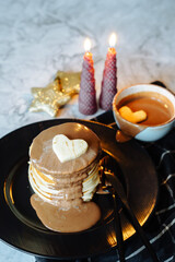 Wall Mural - stack of pancakes with chocolate