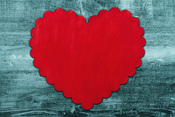 Wall Mural - Red wood heart on weathered wood