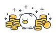 © KatoSaori - 貯金箱と大量のコインのシンプルなベクターアイコンイラスト素材