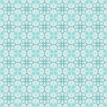 Hawaiian Style Tapa Tribal Fabric Abstract Aqua Green Vintage Ornamental Vector Pattern Tiles
