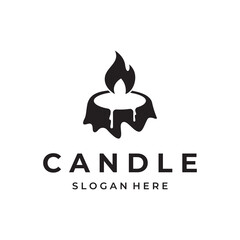 Canvas Print - Simple burning luxury candlelight logo vintage design with isolated background.Template for business, sign, company.