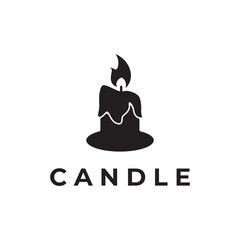 Canvas Print - Simple burning luxury candlelight logo vintage design with isolated background.Template for business, sign, company.