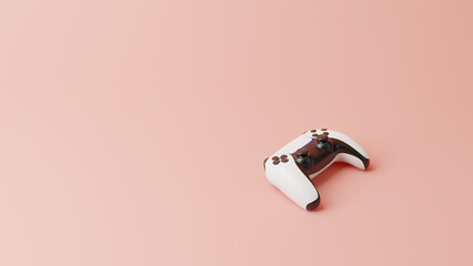 Wall Mural - Gamepad on a pink background with copy space. Joystick for video game. Game controller. Creative Minimal Gaming concept. 3D rendering illustration