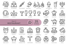 Set Of Conceptual Icons. Vector Icons In Flat Linear Style For Web Sites, Applications And Other Graphic Resources. Set From The Series - Restaurant. Editable Outline Icon.	
