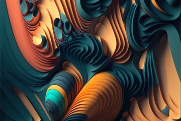 Poster - Abstract fractal wallpaper, and texture which is creative, eye-catching, vibrant, colorful, yet minimalistic, and can be used as desktop wallpaper, graphic design, wall decor, art, or painting.