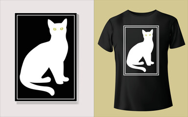 Wall Mural - Cute white cat background  tee-shirt design