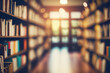 © The 2R Artificiality - Abstract blurred empty college library interior space. Blurry classroom with bookshelves by defocused effect. use for background or backdrop in book shop business or education resources concepts