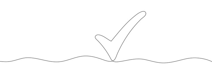 Continuous line drawing check mark icon. Single line confirmation icon. Vector illustration
