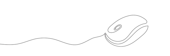 Wall Mural - Drawn continuous one line computer mouse logo. Vector illustration