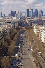 Wall Mural - View over the Avenue of la Grande Armee, Foch Avenue and la Defense business district, Paris, France